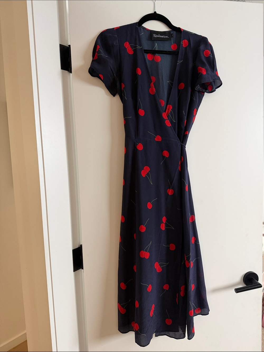 Realisation Par Navy Cherry Wrap Dress